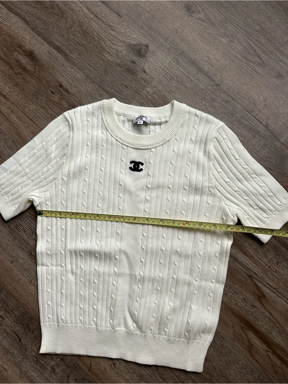 CHANEL Ivory Short-sleeve Knit top